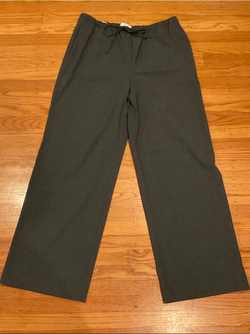 LOFT Wide-Leg Drawstring Sawyer Pull on Pants in Gray, NWT, Medium Tall